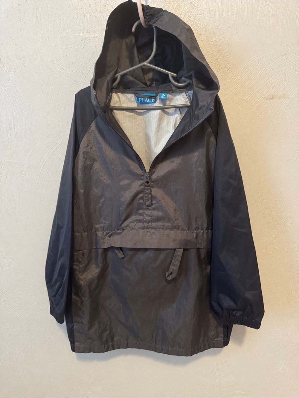 The Children's Place Navy/Gray Packable Hooded Windbreaker Jacket M(7/8)